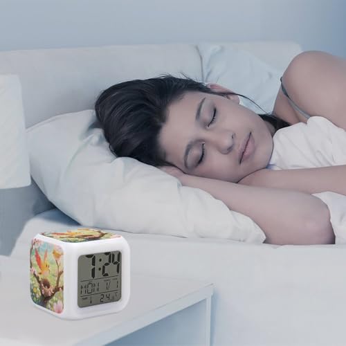 Reloj despertador de pájaro amarillo LED mini relojes digitales para despertar fuerte 6