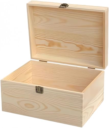 Gamire 木箱 蓋付き 無垢材の箱 レトロ調 木製のギフトボックス 軽量 木製 箱 四角 木箱 収納ボックス おしゃれ 北欧 クラシック 手描き DIY ユニバーサル 小物収納 屋外 業務用 自宅用 完成品 ナチュラル 収納ケース 記念日 贈り物 (B