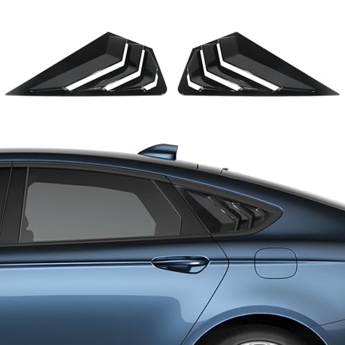Flixon 2PCS Window Louvers Racing Style Compatible with 2022-2024 Ford Mondeo Fusion, Exterior Rear Side Window Louvers Air Vent Scoop Shades Cover Blinds (Glossy Black)