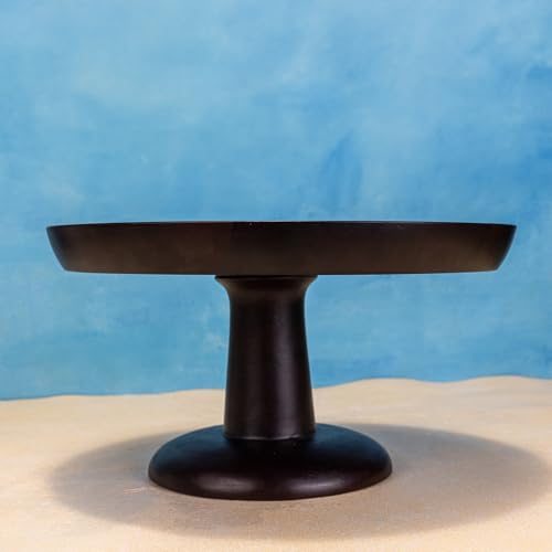 Image of Ireka Home Sakura Cake Stand, Acacia Wood - Round Cake & Pizza Stand, Dessert Platter for Dining Table, Cupcake & Pastry Display Stand, Cake Cutting Holder