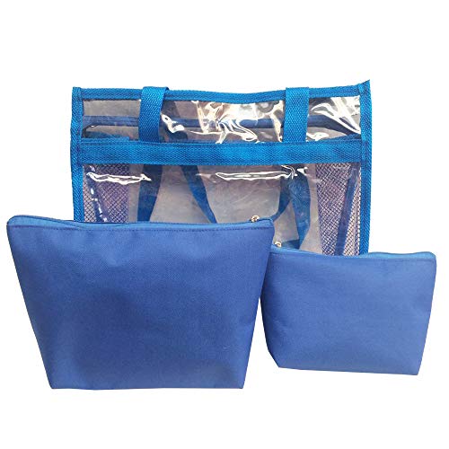 Bolsa feminina praia sacola transparente 2 necessaires brinde azul