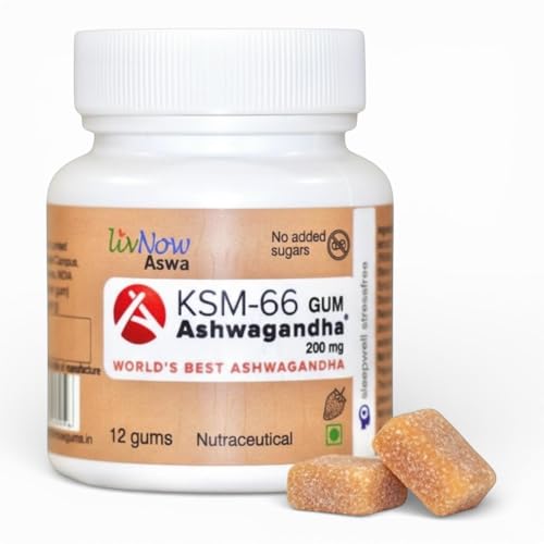 Image of livNow Aswa | KSM-66 Ashwagandha Sugar Free Chewing Gum | For a Calm and Stress-free Day and Deep Sleep Night | Mini-Bottle (12 units) | Pack of 2