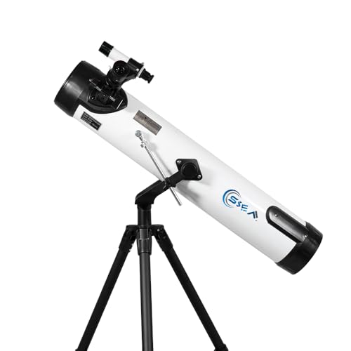 Image of SSEA 80700 Newtonian Reflector Telescope 323x High Magnification with 1.25 Inch Kellner Eyepiece Lenses and Tripod Stand- White /Black 700mm