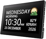 Raynic 10.1” Digital Calendar Clock – Dementia & Alzheimer Clock for Seniors with Date and Time, 20 Alarms & 20 Reminders, 12 Themes, 6 Language, Auto Dimming, Indoor Temp for Bedroom, Wall, Gift