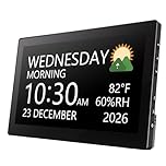 Raynic 10.1” Digital Calendar Clock – Dementia & Alzheimer Clock for Seniors with Date and Time, 20 Alarms & 20 Reminders, 12 Themes, 6 Language, Auto Dimming, Indoor Temp for Bedroom, Wall, Gift