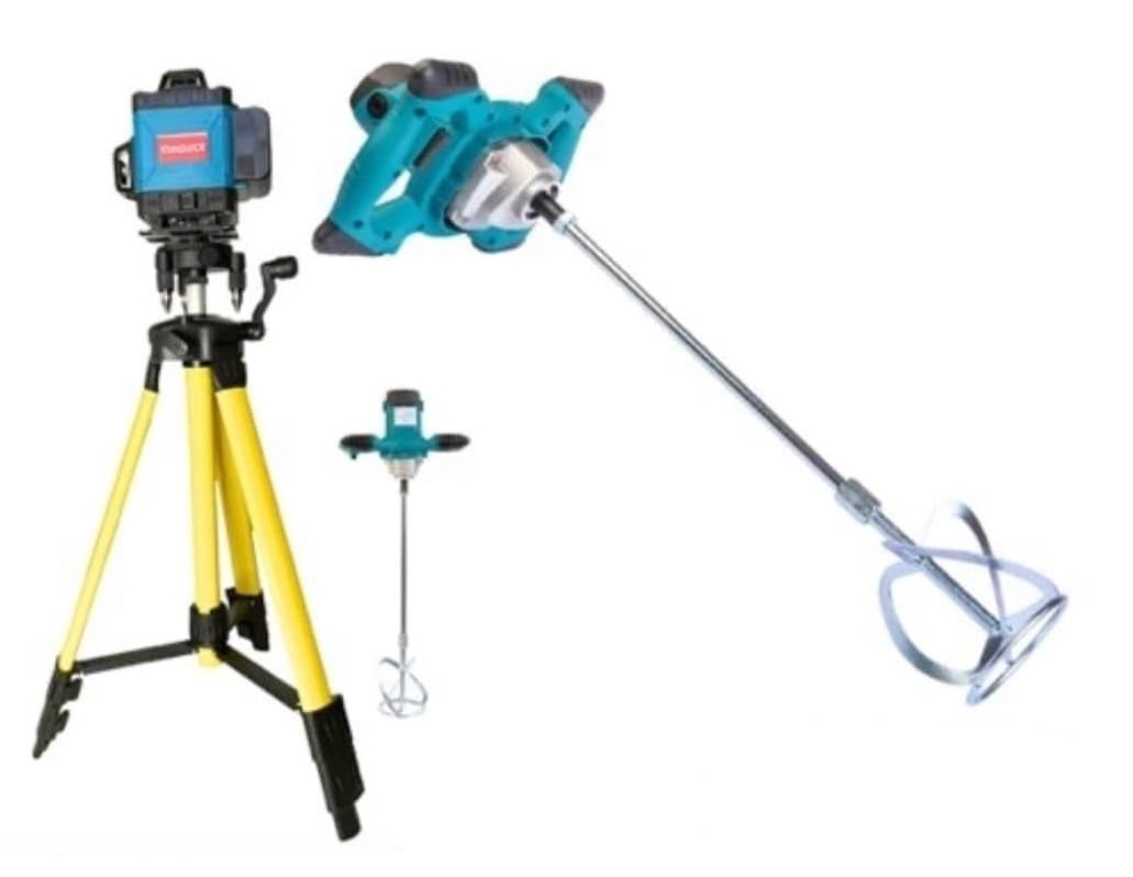 21 SHOP® KIT 2 IN 1 LIVELLA LASER 16 LINEE 360° + TRAPANO MISCELATORE MESCOLATORE IMPASTATORE 1600w