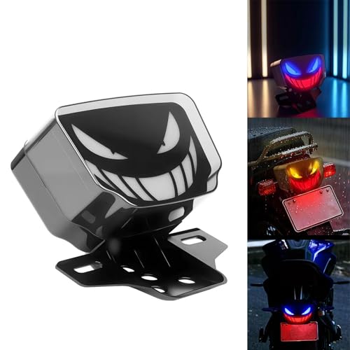Luz trasera de moto con cara sonriente aterradora y piloto de frenos LED de 12V 4