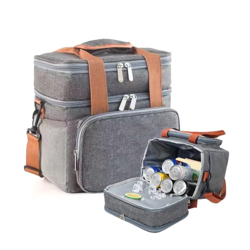 Bolsa Térmica Com Alça Transversal 2 Compartimentos Marmita Lancheira Trabalho Passeio E-ShopCenter (Cinza)