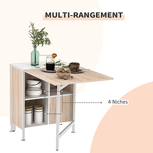 Table à manger pliable avec 4 niches de rangement intégrées HOMCOM - 6