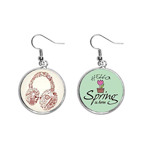 Pendientes de música con diseño de auriculares colgantes y detalles artísticos
