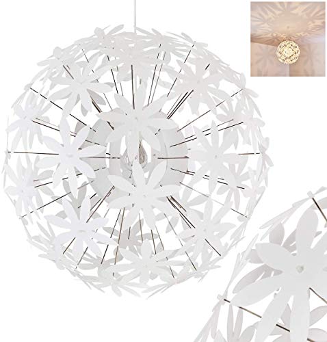 Hängeleuchte Chimore, moderne Pendellampe aus Metall/Kunststoff in Weiß, 1-flammig, Ø 60 cm, Höhe 150 cm (kürzbar), E27 max. 60 Watt, Hängelampe mit Blumenmuster, LED geeignet Hängeleuchte Chimore, moderne Pendellampe aus Metall/Kunststoff in Weiß, 1-flammig, Ø 60 cm, Höhe 150 cm (kürzbar), E27 max. 60 Watt, Hängelampe mit Blumenmuster, LED geeignet