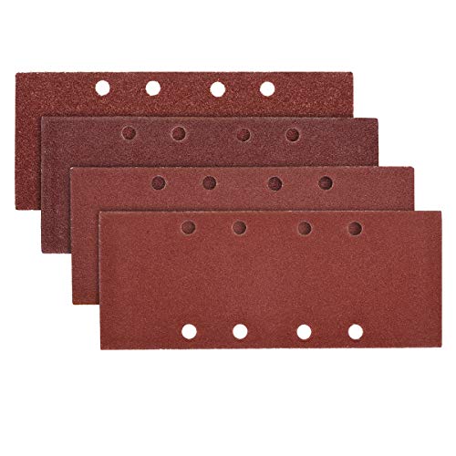 Navaris 25 pcs Sanding Sheets - Assorted P40, 60, 80, 100 Grit Sand Paper for Wood Metal Hook and Loop Pads for Orbital Sander 93 x 230 mm
