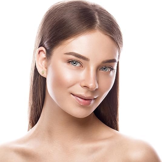 14K Real Yellow Gold Diamond Cut Stud Earrings for Women & Mom - Hypoallergenic for Sensitive Ears for Christmas Gifts - Image 7