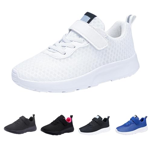 Boys Girls Athletic Running Shoes Non-Slip Lace Up Adjustable Strap Sneakers Lightweight Breathable Tennis Shoes