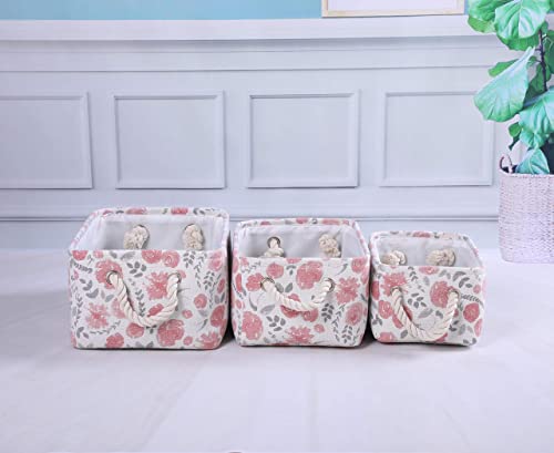 Maizmz Rectangular Storage Basket Collapsible Organizer Bin Thick Toy Box For Organizing Home/Dorm/Kitchen/Pet/Office/Closet/Shelf/Gift Baskets(Rose) #TOP3