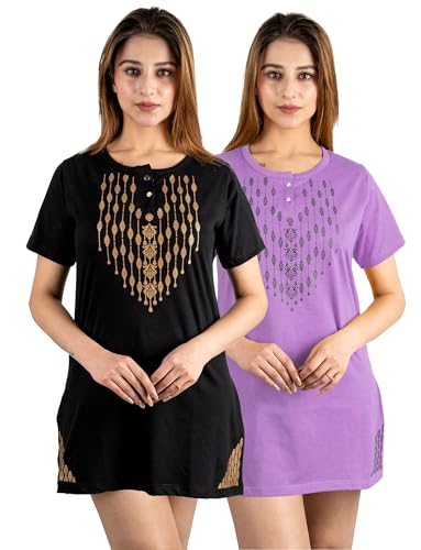 Image of Long Tshirts for Women Combo of 2 | Women Long t Shirt| Long Shirt for Women |Long T-Shirts for Women
