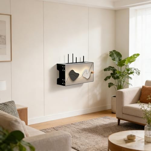 Boîte de rangement double usage avec gestion de câbles et support modem sans percer - 8