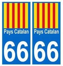 Autocollant Rond "66 Pays Catalan" - Pour Pare-chocs, Voiture, Valise - Design Arrondi, Couleur Catalane