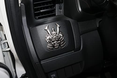 Image of Samurai Metal Car Sticker, Japanese Style Hannya Decal, Demon with Helmet Emblem, Devil Death Skull Zinc Alloy Skull Cool Badge for Automotive, Truck, Motorcycle (Type A - Gun Color)