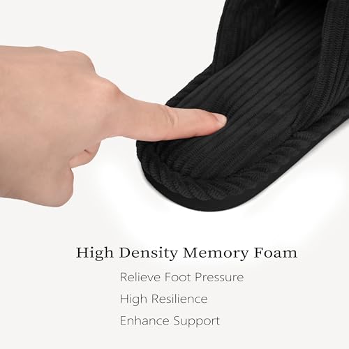 Image of IPSAE House Slippers for Woman Memory Foam Open Toe Slippers Corduroy Cross Bow Womens Slipper Slides Comfy Indoor Bedroom Slip On Shoes