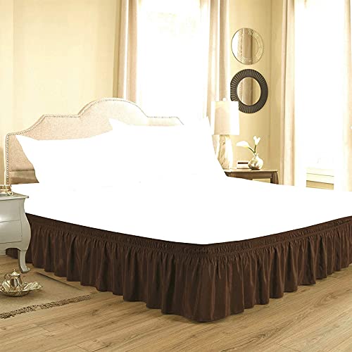 Chocolate Brown Bed Skirt Wrap Around 600 Microfiber with Easy Fit with 15'' Inch Tailored Drop - Shrinkage and Fade Resistant with Microfiber 15'' Bed Skirt, Twin Size [39'' x 80'']-image-38