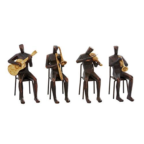Deco 79 Polystone Musician Sculpture, Set Of 4 5"W, 8"H, Brown #TOP1
