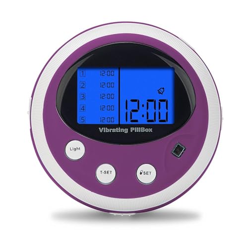 scala Pastillero con 5 compartimentos, 5 alarmas, color morado