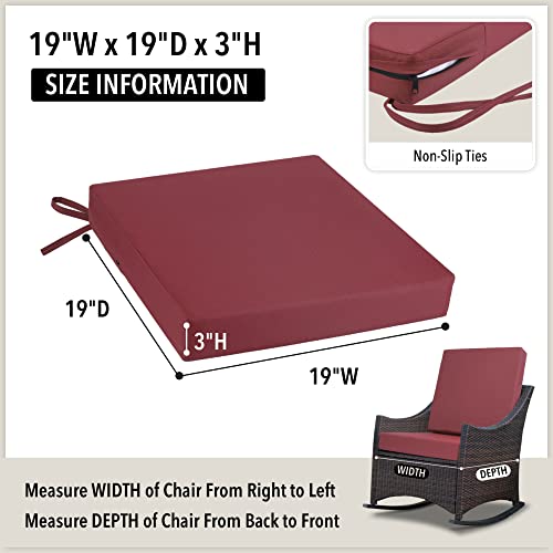 Tromlycs Patio Chair Cushions For Outdoor Furniture Seat Set Of 2 19X19 Inch Chair Outside Waterproof With Ties Square Burgundy Maroon #TOP3