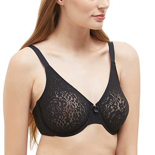 Wacoal Women's Halo Lace underwire bra, Black, 38DD