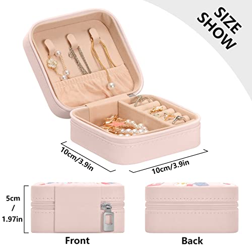 Zzkko Couple Cats In Love Small Jewelry Box Travel Jewelry Case Leather Jewelry Travel Organizer Mini Portable Storage Boxes For Womens Rings Necklaces Gifts Pink #TOP3