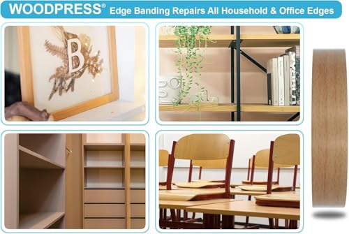 WoodPress® 19mm Buchenholz-Stil Melamin Kantenumleimer mit Schmelzkleber – 7,5m Rolle – Einfaches Aufbügeln für Heimwerker
