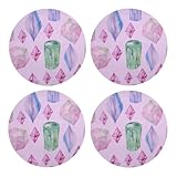 Strahlende Kristalle und Edelsteine,Runde MDF-Kork-Untersetzer, Tassenunterlage, Bechermatten-Set mit 4 Getränkeuntersetzern