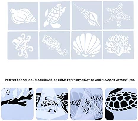 MILISTEN 8 Mixed Sea Creatures Stencils Set Plastic Sea Painting Templates for DIY Art Crafts Scrabooking Painting, Drawing Stencils Sea Reusable Stencil