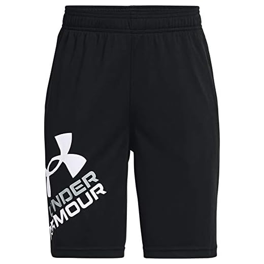 Under Armour Boys' Prototype 2.0 Logo Shorts , Black (001)/White , Youth Large