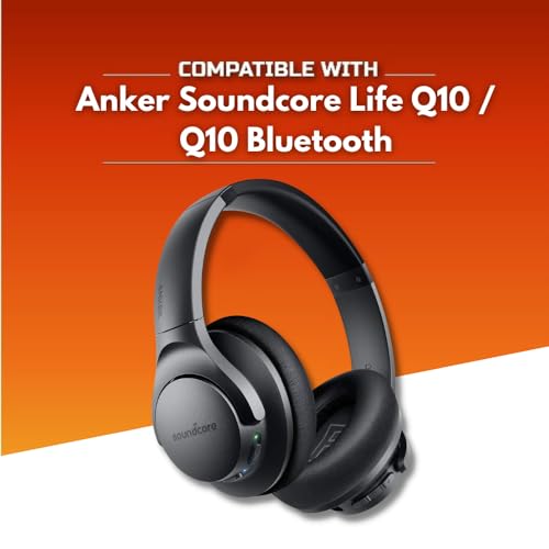 Image of Crysendo Headphone Cushion for Anker Soundcore Life Q10 / Q10 Bluetooth Headphones | Replacement Ear Cushion Foam Cover Ear Pads Soft Cushion | Protein Leather & Memory Foam (Black)