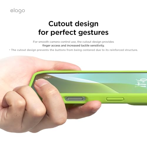 Image of elago Compatible with iPhone 16 Case, Premium Liquid Silicone Case, Full Body Protective Cover, Shockproof, Slim Phone Case, Anti-Scratch Soft Microfiber Lining, 6.1 inch (Lime Green)
