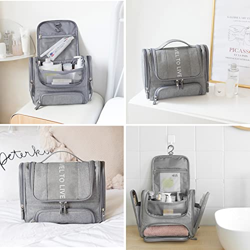 Travel Toiletry Bag For Women, Cosmetic Makeup Bag With Expandable Compartments, Large Capacity Water-Resistant Travel Organizer With Hanging Hook For Full Sized Toiletries And Cosmetics, Brushes #TOP6