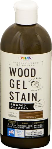 アサヒペン 塗料 ペンキ 水性WOODジェルステイン 300ml ウォルナット 水性 ジェルタイプ 半艶 ステイン仕上げ 低臭 屋外使用可 防腐 防カビ 耐候性 紫外線吸収剤 紫外線劣化防止剤配合 日本製