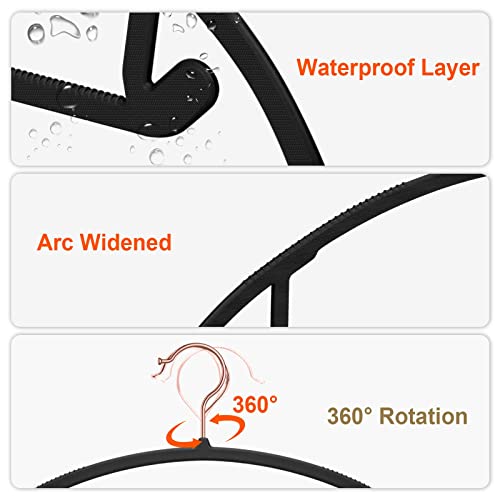 Oika Hangers 50Pack No Shoulder Bump Plastic Suit Hangers - Rose Gold Hooks,Non Slip Space Saving Clothes Hangers, Heavyduty Pants Hangers, Black Hangers #TOP2