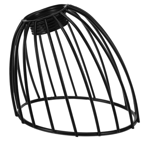 Homoyoyo Mini Black Wrought Iron Industrial Lamp Cage Lampshade with 1.8Cm Aperture, Metal Ceiling Bulb Guard Pendant Light Shade for Indoor Chandelier Replacement and Light Bulb Protection