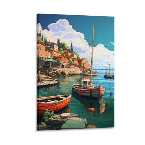Peinture sur toile pour illuminer un couloir sombre avec un décor de vacances