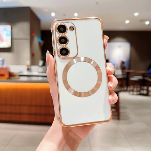 Coque magnétique Samsung S23 Plus en silicone blanc haut de gamme et finition antichoc