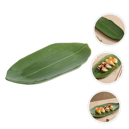 Plato de cerámica rectangular para sushi verde miniatura 4