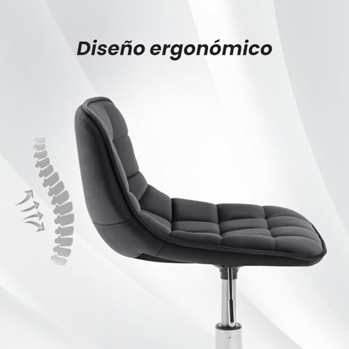 WOLTU Silla de Oficina, Taburete Tocador Giratorio, Silla Ergonómica Escritorio con Respaldo, Taburete Bajo con Asiento Ajustable de Altura, Asiento Tapizado en Terciopelo, Gris Oscuro - imagen 6