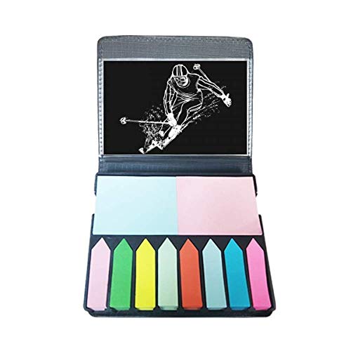 Bloc note ski d'hiver auto-collant noir et marque-page coloré en boîte pour l'organisation