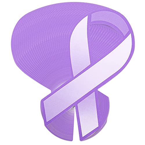 Fundraising For A Cause Large Paper Purple Ribbon Cutouts – Awareness Paper Ribbon Decorations - Donation To Support Alzheimer’s, Domestic Abuse, Epilepsy, & Other Causes - (1 Pack - 50 Ribbons) #TOP1