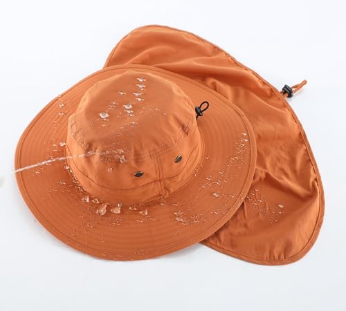 Image of Home Prefer UPF50 Mens Sun Hat with Neck Flap Quick Dry UV Protection Cap Womens Wide Brim Fishing Hat Neck Flap Beach Garden