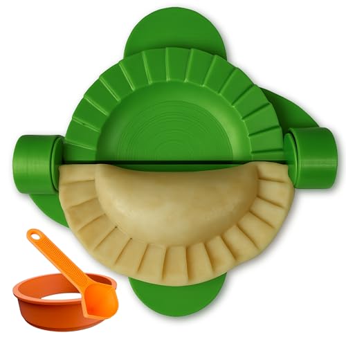 8” Jumbo Empanada Press – Ultra Heavy-Duty Dumpling Maker – Includes Cutter & Spoon – Made in USA – Exclusive XL Tool for Calzones, Giant Empanadas, Stuffed Pockets, Turnovers