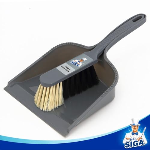 Image of MR.SIGA Dustpan and Brush Set, Pack of 4 Set, Blue & Grey