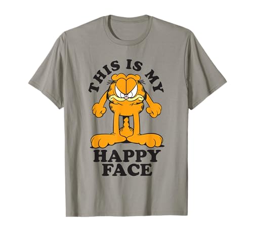 Garfield This Is My Happy Face Retro Comic Grumpy Mad Face Camiseta